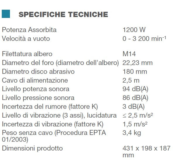 Makita 9237CB Lucidatrice angolare 220V 1.200 W 180 mm 0-3.200 g/min per superficiale di vernici, legno e metallo