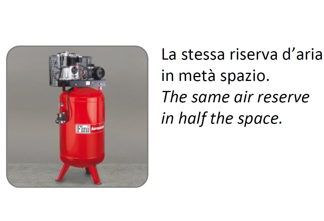 Fini BNHY504FNN292 Compressore d’aria verticale a pistoni 150 litri 2,2 Kw 10 bar 365 l/min