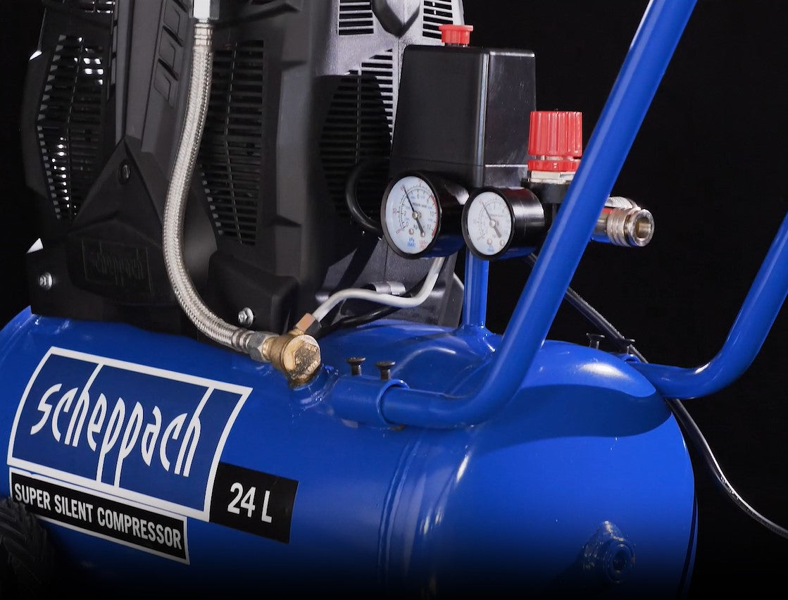 Scheppach hc25si Compressore supersilenziato 24lt bicilindrico 1.1Kw 8bar 60 dB 220v e di Design