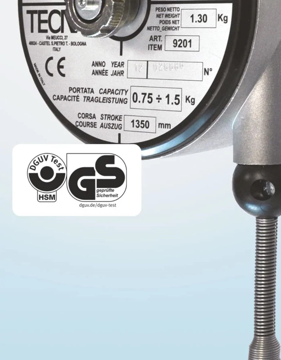 Tecna 9201 bilanciatore con tubo 8 bar portata da 0,75 - 1,5 kg