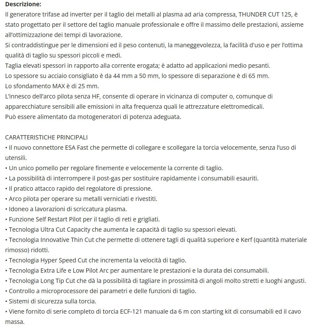 Elettro Cf P00447 THUNDER CUT 125 400V