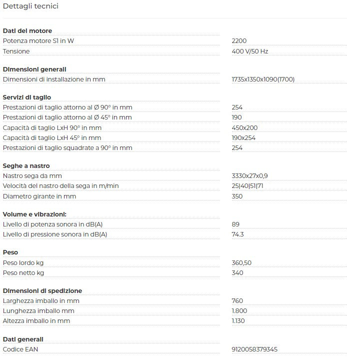 Holzmann BS450_400V Sega a nastro per metallo