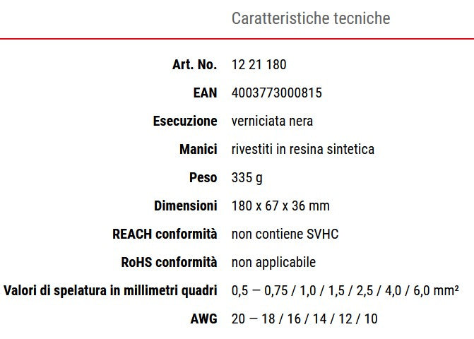 Knipex 12 21 180 Pinza spelacavi Con lame sagomate