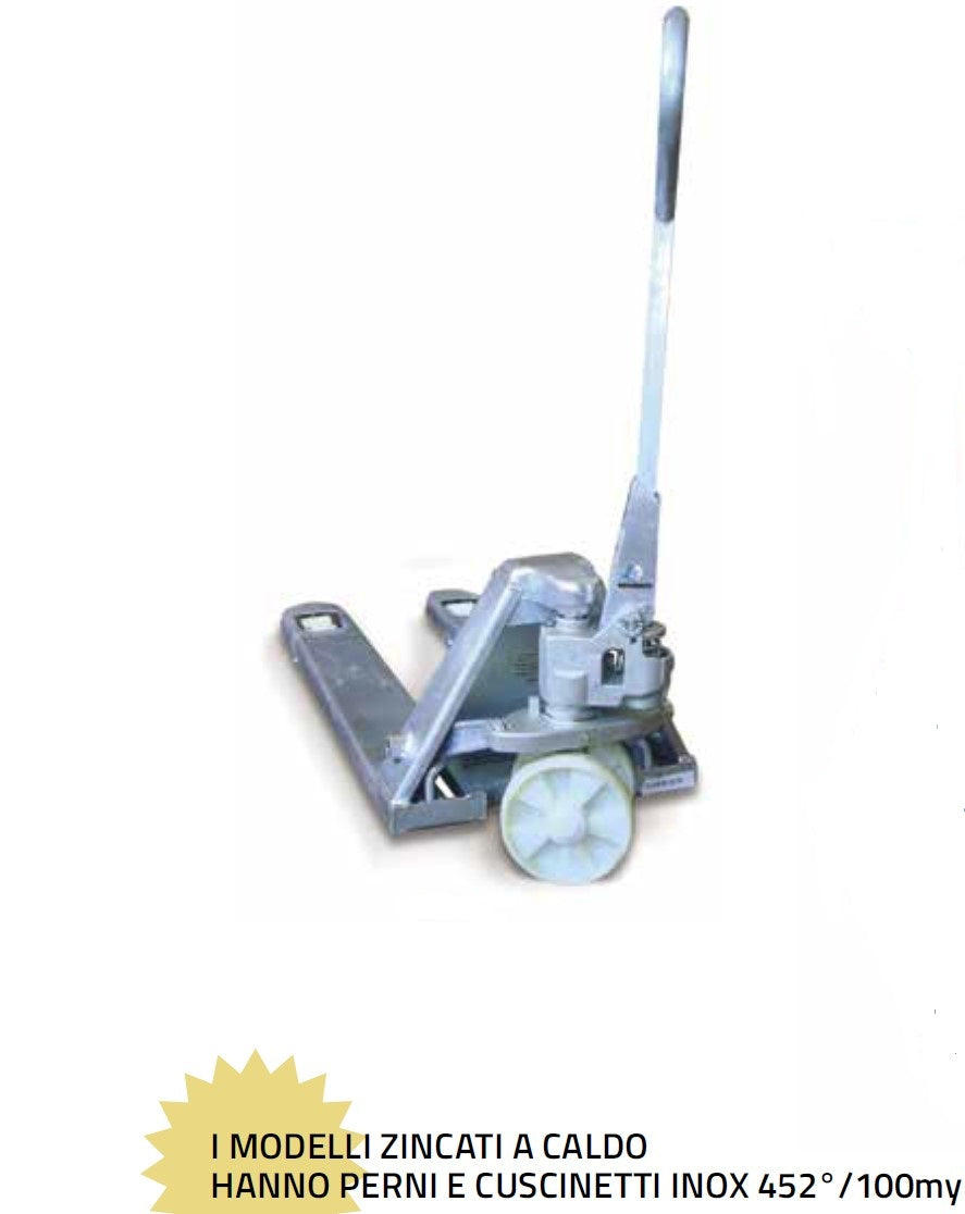 Transpallet NL1/Z , 2500 Kg monorullo galvanizzato zincato resiste al sale 540 x 1150 mm