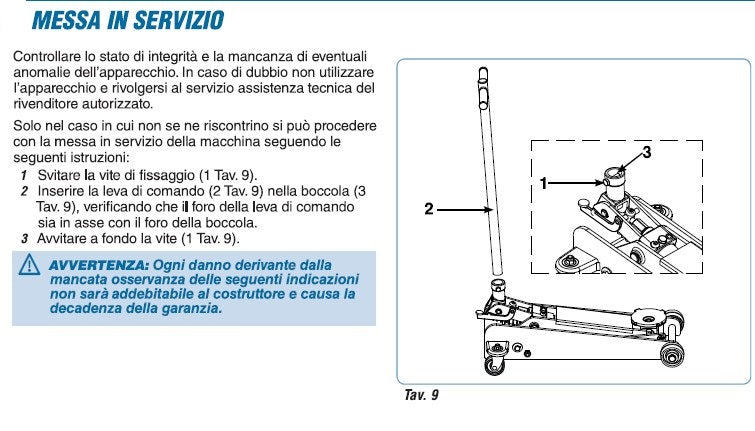 Sollevatore idraulico / cric a carrello OMCN 112/BS - 3,0 Tonnellate