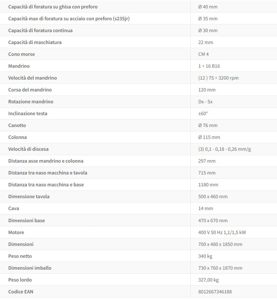 Fervi T041DA - Trapano ad ingranaggi