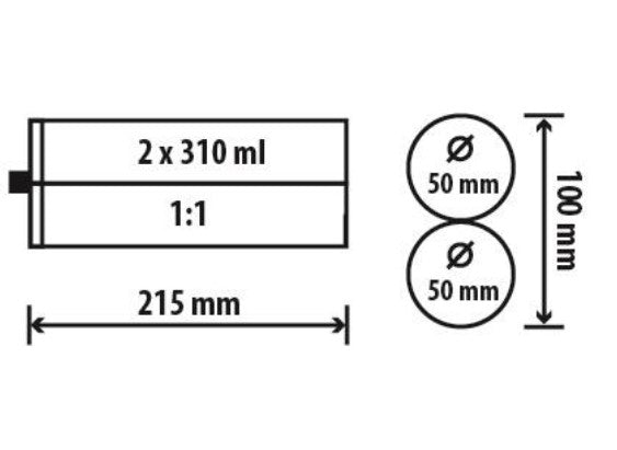Pistola cox cba 310c pneumatica per adesivi bi-componenti in cartucce 310+310ml , 1:1