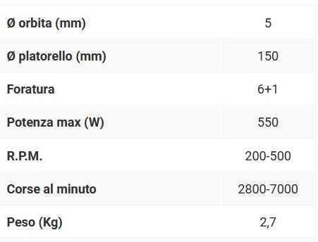 Rupes EK150AES LEVIGATRICE ROTOECCENTRICA 550w