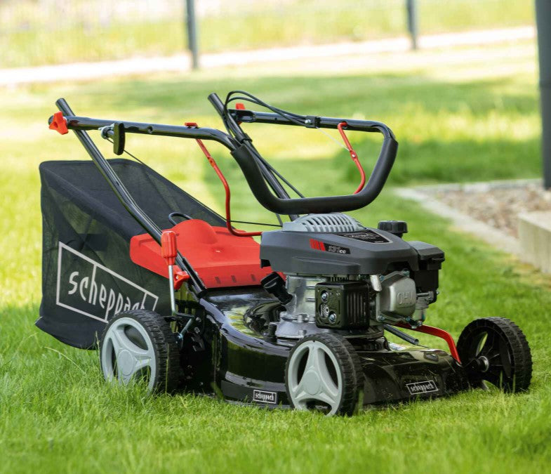 Scheppach mp132-42 Rasaerba tagliaerba a scoppio a spinta 3in1 132cc taglio 42cm, scocca in metallo