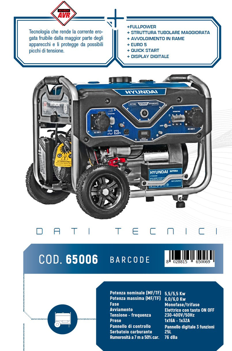 Hyundai 65006 - Generatore benzina LS FULLPOWER