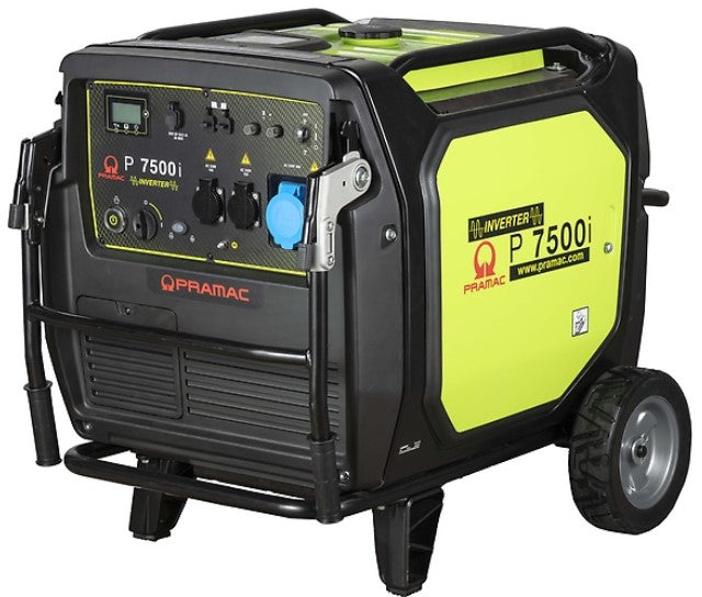 Pramac P7500i generatore 6,5 Kw , 220V inverter , n.2 schuko , n.1 2P+T CEE 230V 32A IP44