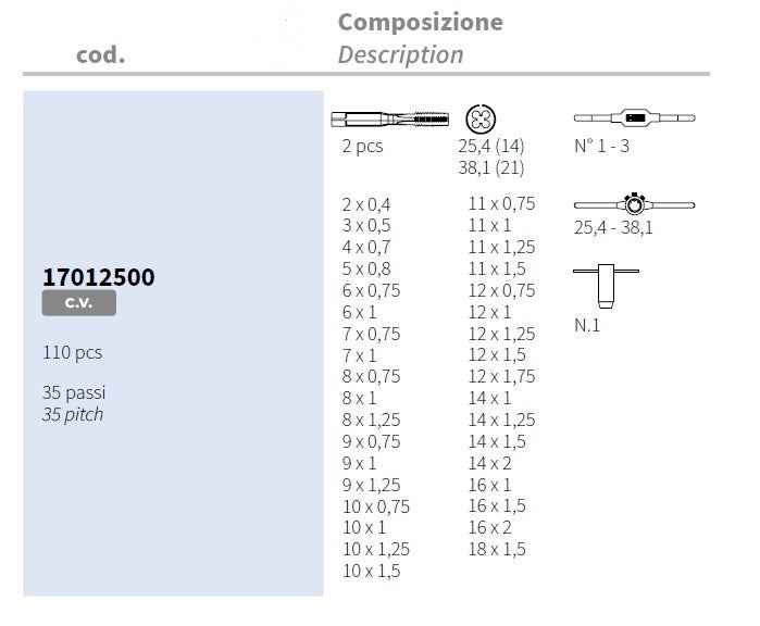 KRINO 17012500 ASSORTIMENTO MASCHIFILIERE M.2-18 KRINO 17012500