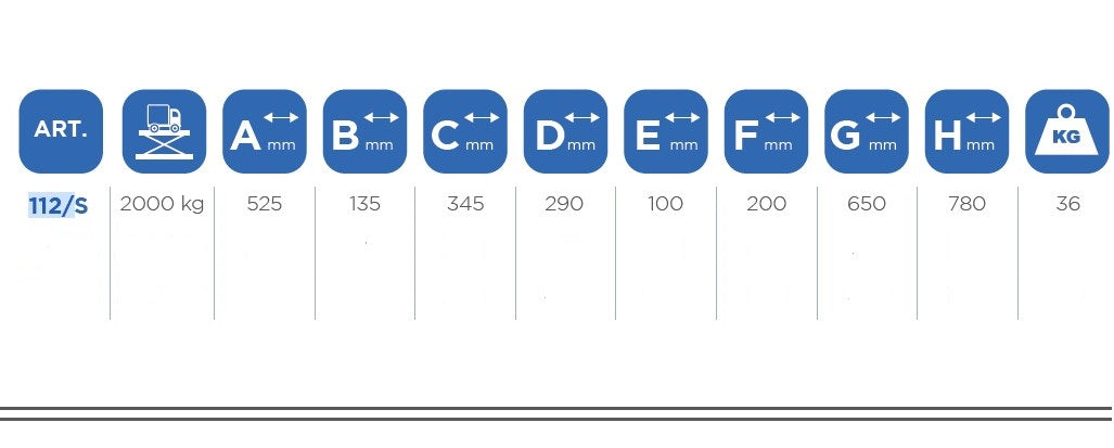 Omcn 112/s sollevatore idraulico a carrello portata 2 Ton