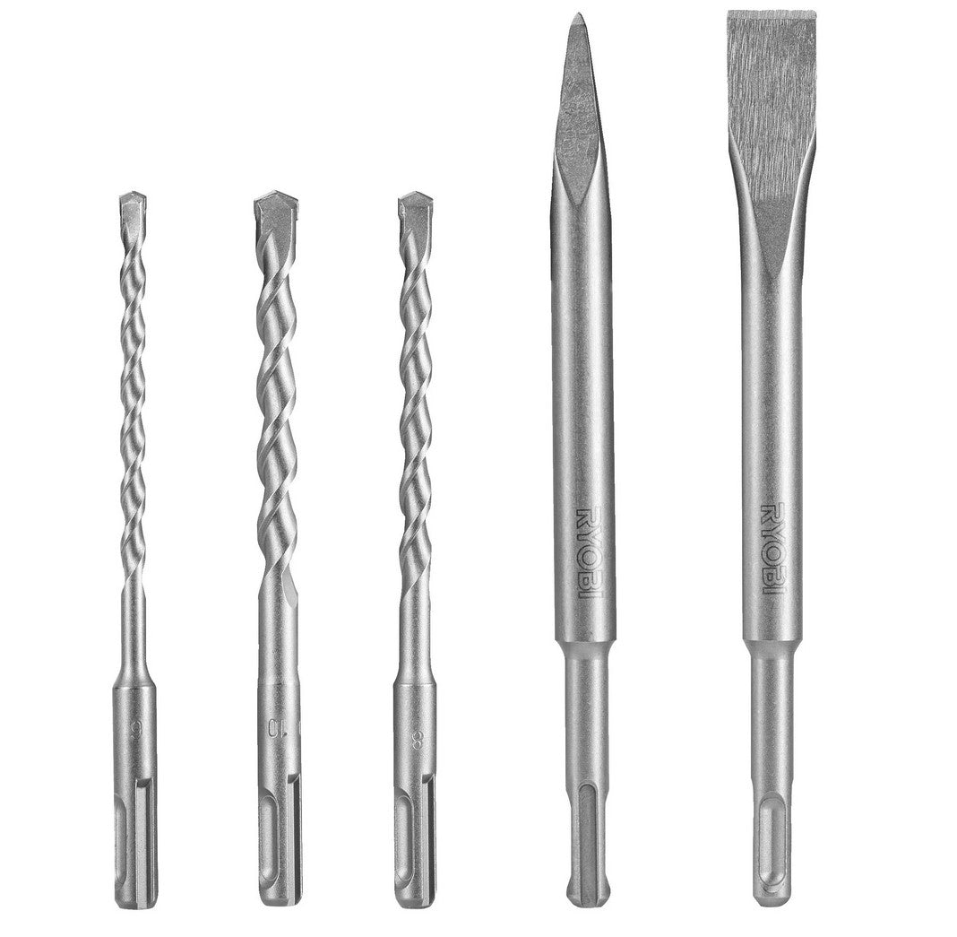 Ryobi RAKSP05 Set 2pz scalpelli + 3pz punte SDS-Plus