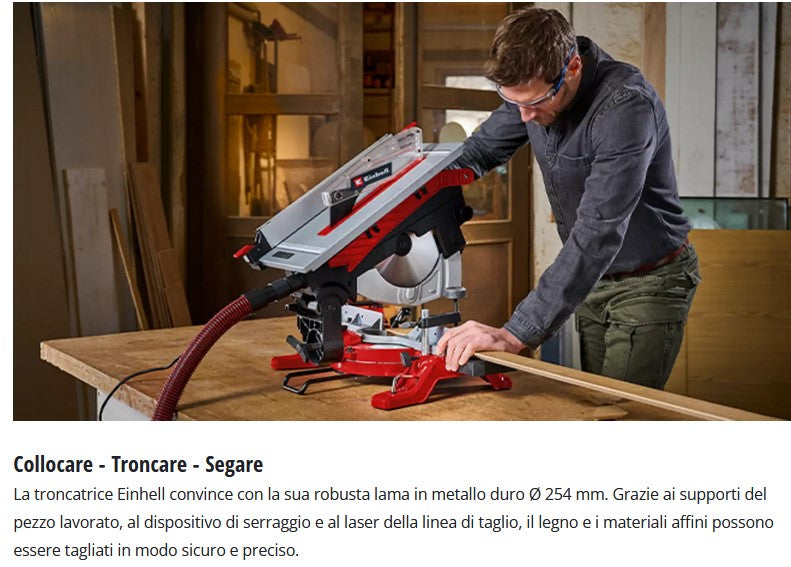 Einhell TE-MS 254 T Troncatrice con piano superiore ,254 mm,testa inclinabile