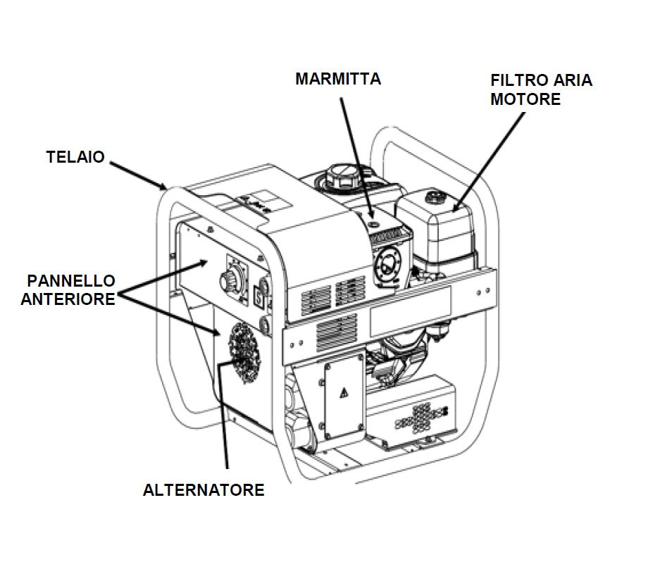 Lincoln Outback 200 con kit ruote K14296-1, motosaldatrice a scoppio , max 200A