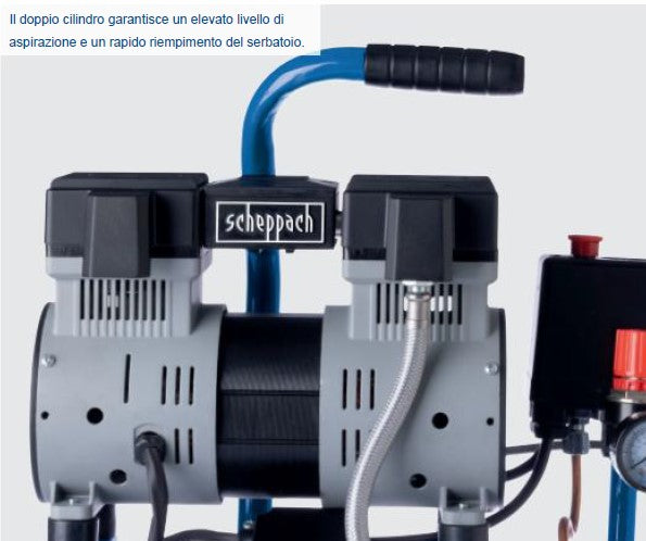Scheppach HC08Si compressore , 6 litri , 8 bar , 162 l/min senza olio 220V silenzioso