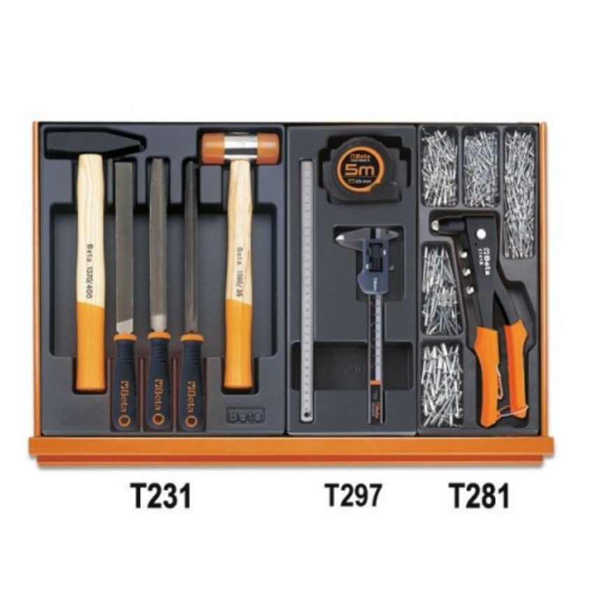 Beta 5904VI3T Assortimento di 144 utensili per manutenzioni industriali in termoformato rigido in ABS