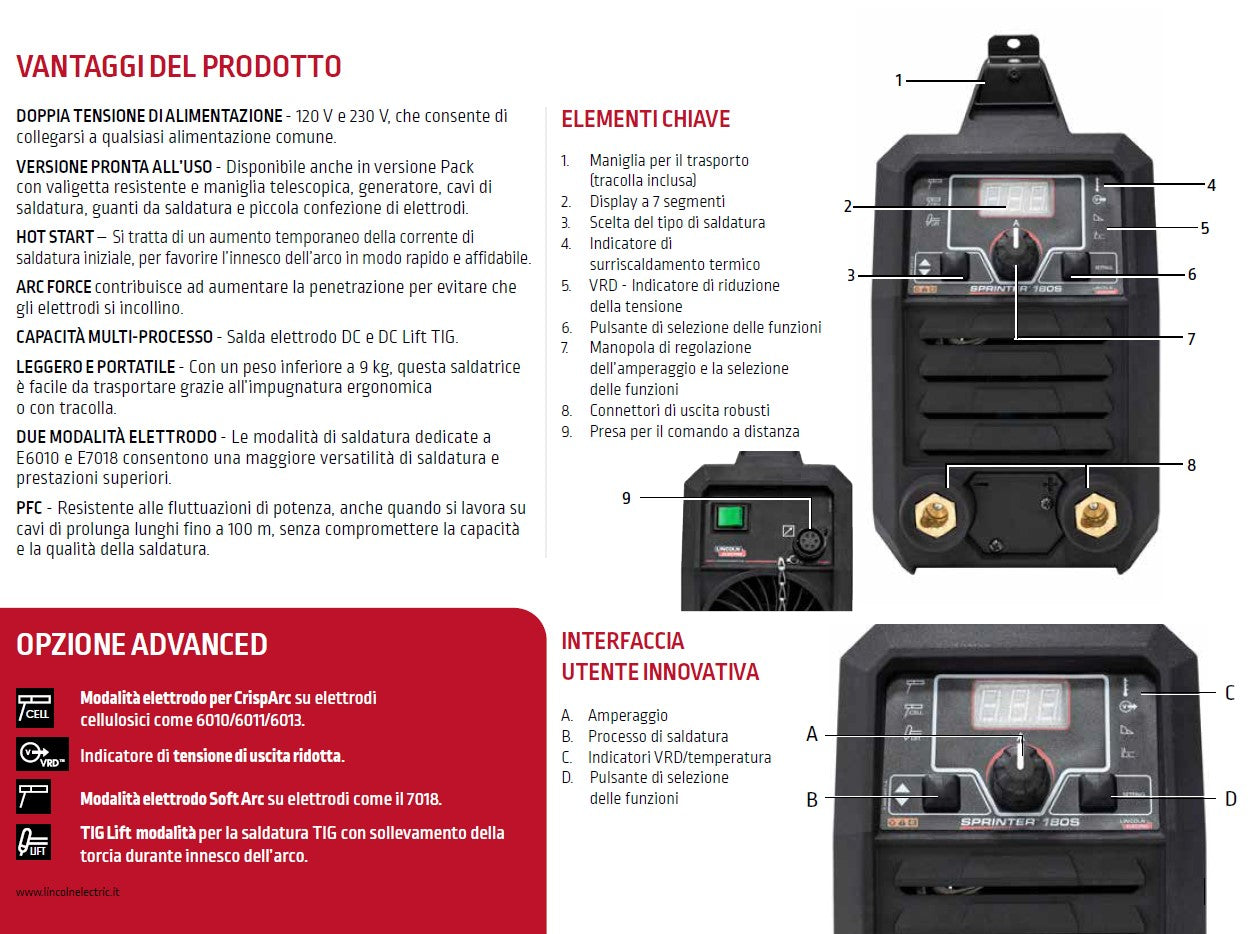 Lincoln K14436-1 Sprinter 160S Inverter saldatrice portatile - 120/230V , 20 -160A