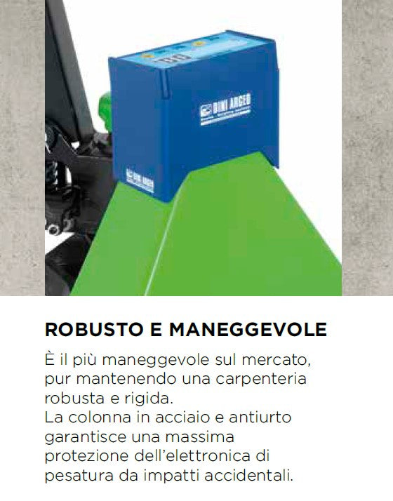Transpallet TPWN EASY pesatore Dini Argeo con display doppia scala 1.000/2.000Kg , precisione +/- 1 kg
