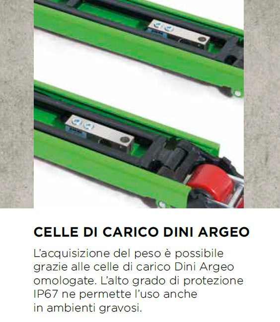 Transpallet TPWN EASY pesatore Dini Argeo con display doppia scala 1.000/2.000Kg , precisione +/- 1 kg