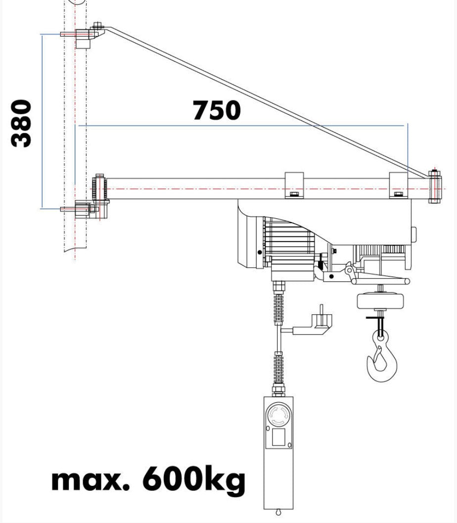 Holzmann SA600750 braccio girevole 750 mm , senza palo verticale
