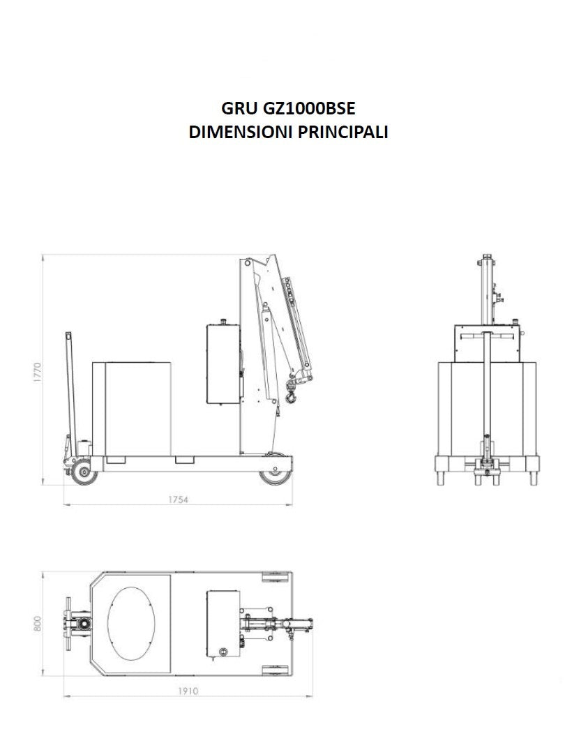 AxA GZ1000BSE - Gru gruetta a sbalzo a batteria, salita/discesa/avanzamento