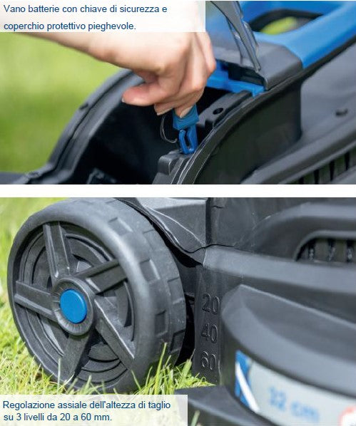 Scheppach bc-mp320-x rasaerba Brushless a batteria 20V , taglio 32 mm , 1 batteria 4.0Ah + caricabatteria incluso