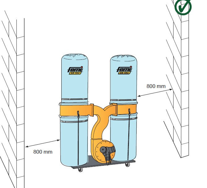 Femi DC 354 PLUS , aspiratrucioli a ciclone carellato , 2200w , 220v