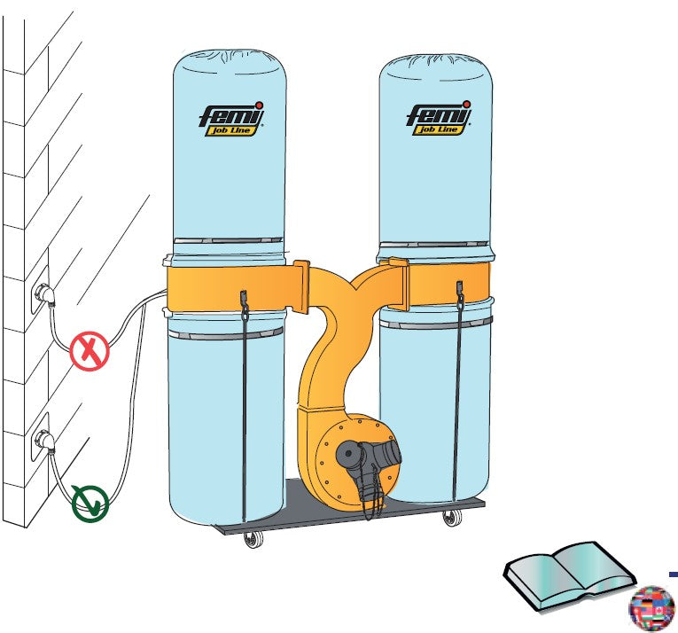 Femi DC 354 PLUS , aspiratrucioli a ciclone carellato , 2200w , 220v