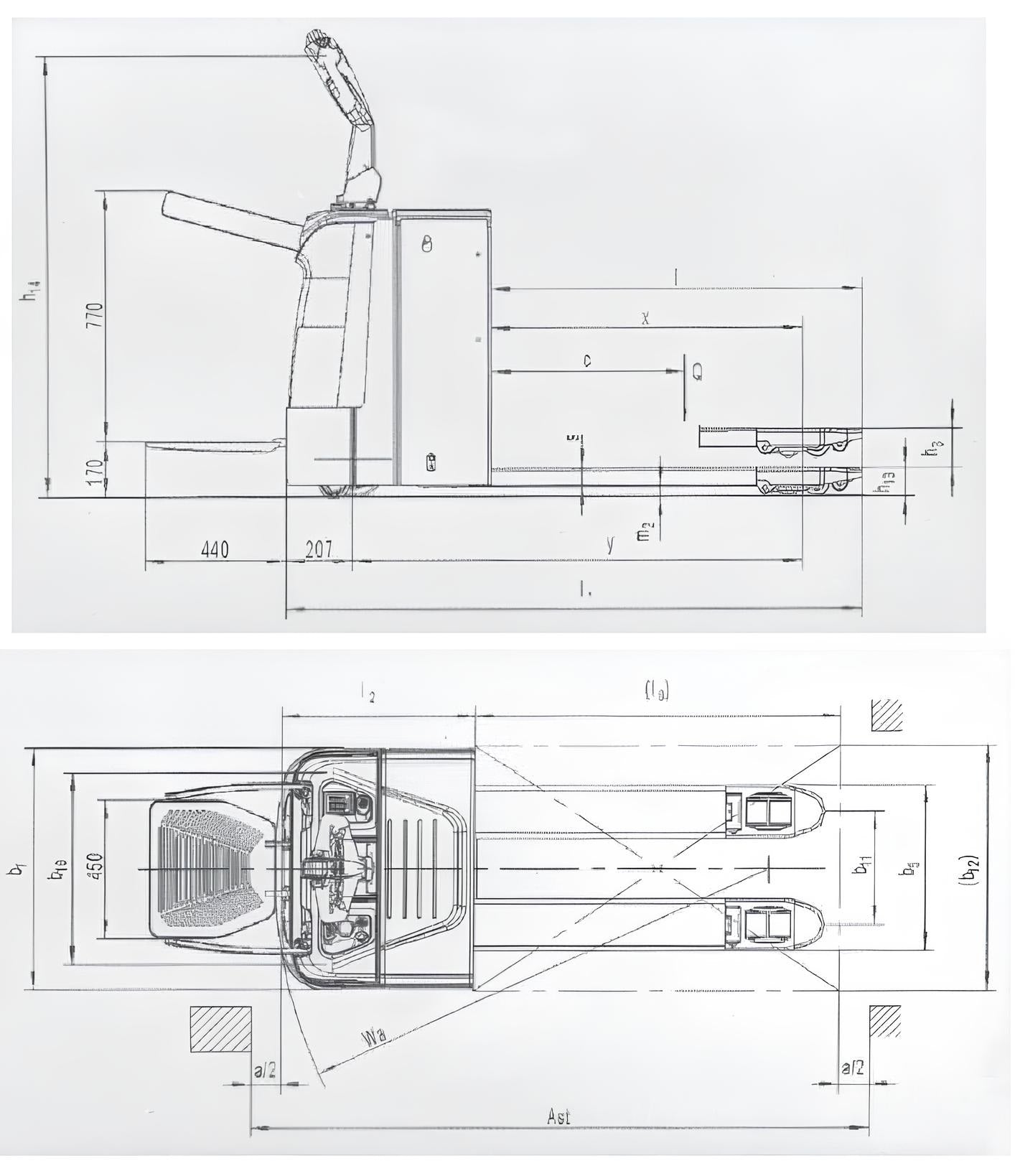 Novamach N1/AEP - Transpallet elettrico a batteria con pedana a scoparsa , 2000kg