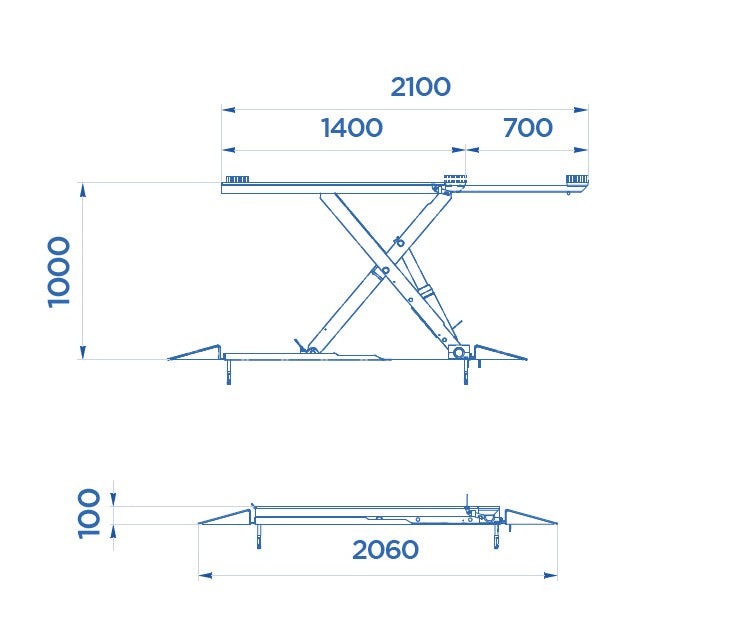 Omcn 551 Ponte Sollevatore Elettroidraulico a doppia forbice , 400V , 3200 KG , 3,3 Kw