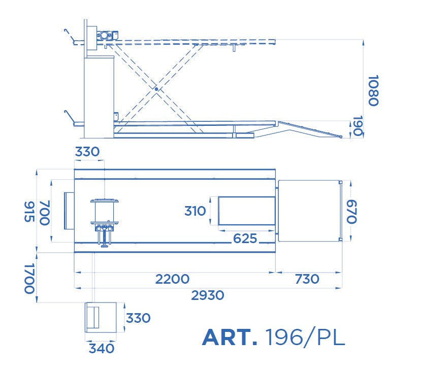 Omcn 196/PL Sollevatore moto , con pompa elettroidraulica , 400v , portata 500 kG , 1,5 Kw