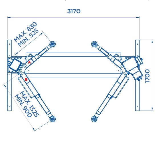 Omcn 199/T+A01 , 220V , Ponte sollevatore elettromeccanico portata 2800 kg , 2,2 kw