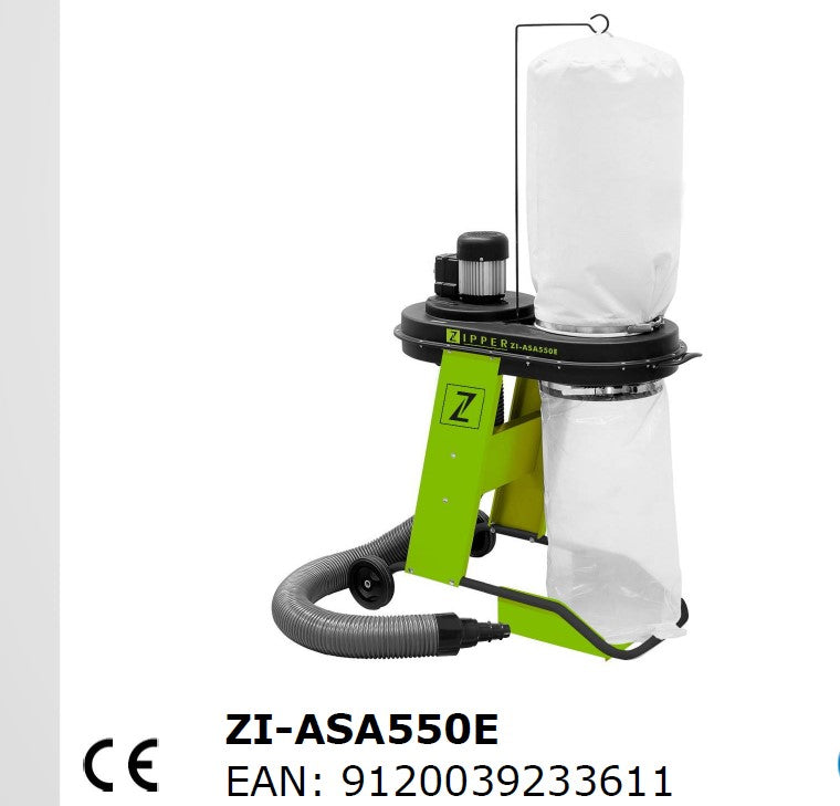 Zipper zi-asa550e Aspiratore trucioli carrellato 220v , 550w