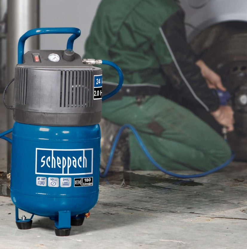 Scheppach hc24v Compressore verticale 24 litri 1,5 hp compatto , 220v , 1500w , senza olio