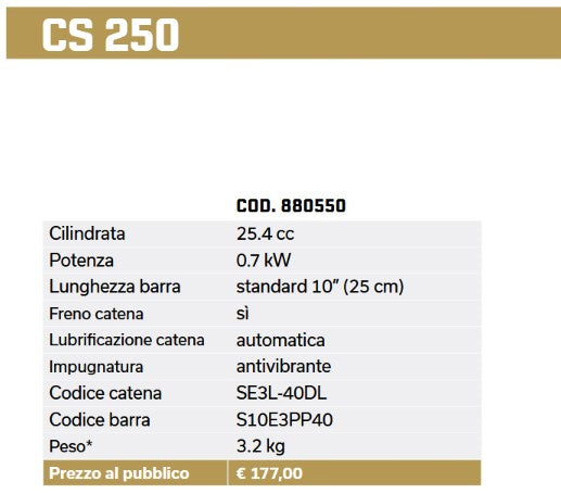 MOTOSEGA BLUE BIRD CM.25 CS250 DA POTATURA , 25.4 cc