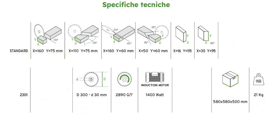 Compa 2301 m.W.Z.72 standard TRONCATRICE PROFESSIONALE PORTATILE , 300 mm , 1400W , 220v