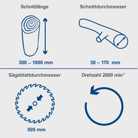 Scheppach hs550 Sega circolare taglia tronchi basculante elettrica 220v, lama 505 mm