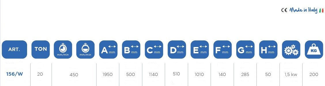 Omcn 156/W Pressa elettroidraulica ad una velocità capacità 20 ton