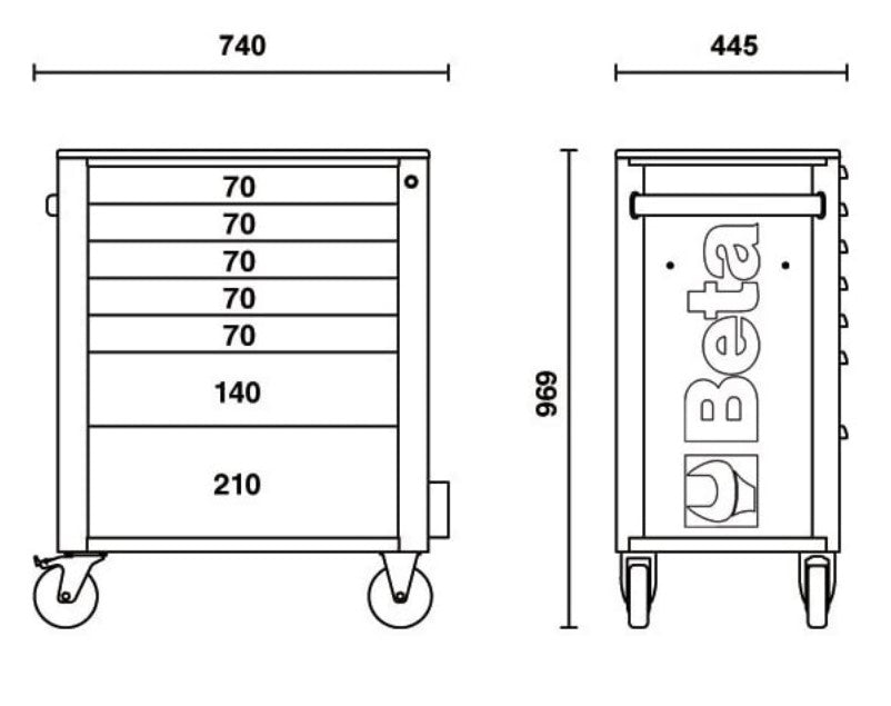 Beta RSC24/7 Cassettiera porta attrezzi con 7 cassetti vuoto