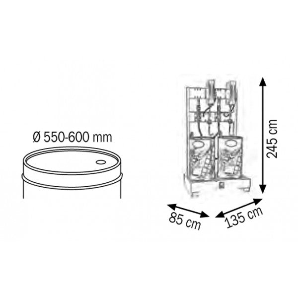Meclube 023-1945-000 - Installazione completa a 2 postazioni per fusti da 180-220 l