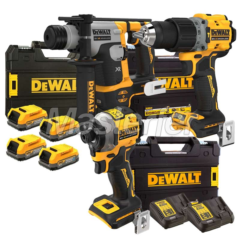 Dewalt kit elettroutensili a batteria Powerstack - Trapano DCD805 - Avvitatore DCF850 - Tassellatore DCH172