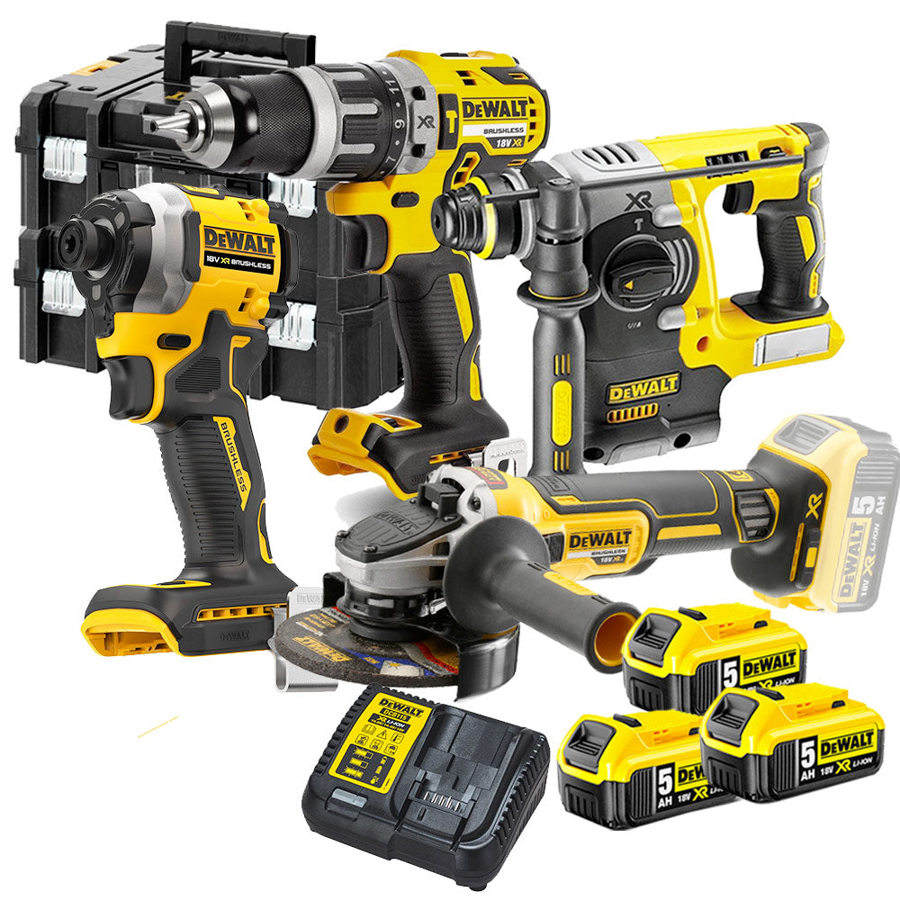 Kit Dewalt 18V DCK353P4T - Trapano DCD796 - Tassellatore DCH273 - Smerigliatrice DCG405