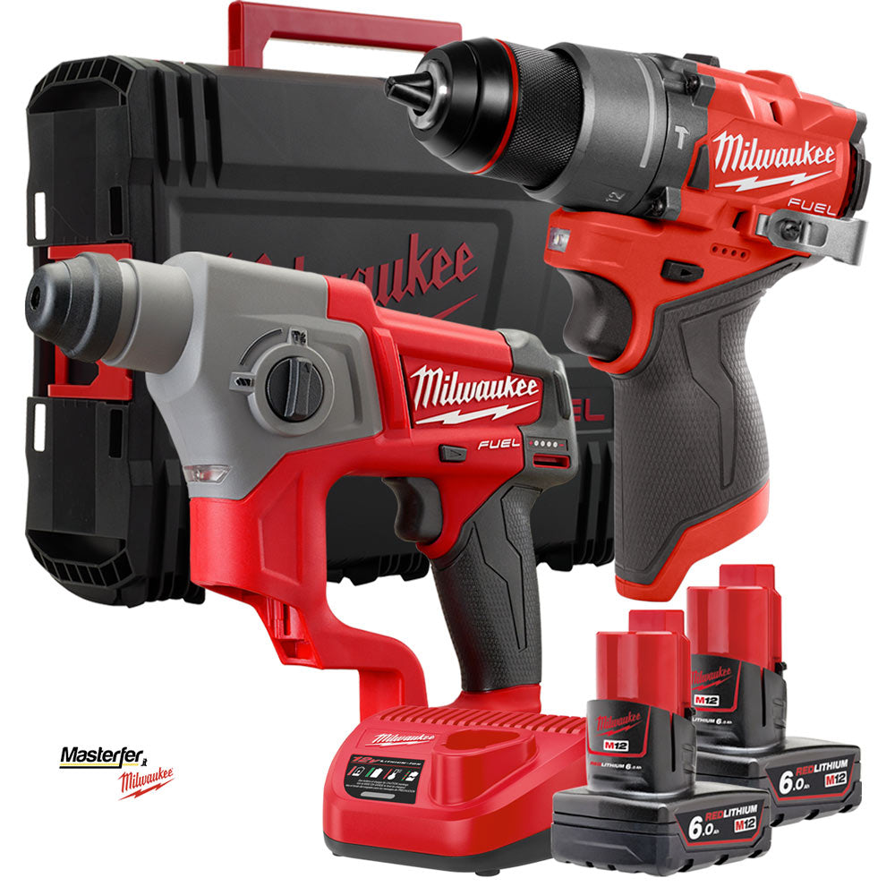 Kit Milwaukee 12V M12 FPP2B-602X Trapano M12FPD + Tassellatore M12CH