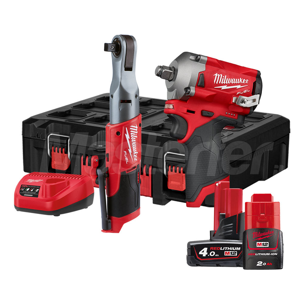 Milwaukee M12 FIWF12-422X, avvitatore ad impulsi 12V 1/2", 2 batterie, con valigetta Heavy Duty