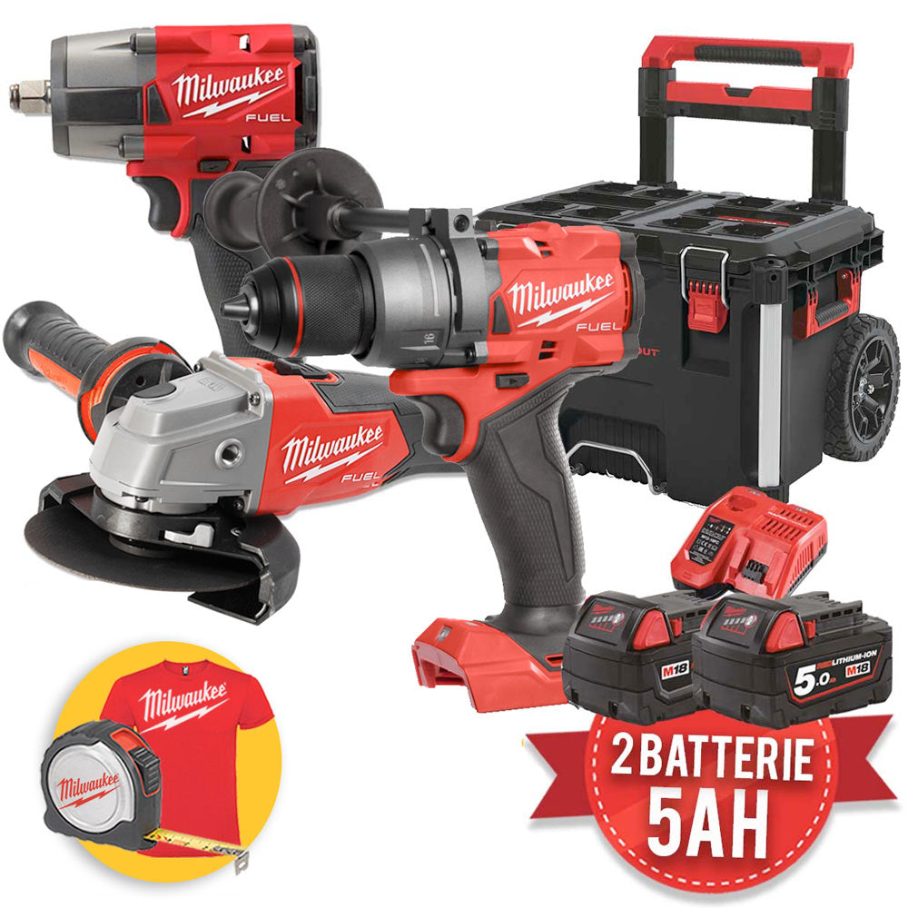 Milwaukee M18 Kit utensili Fuel - Trapano, Smerigliatrice, Avvitatore a impulsi in trolley Packout