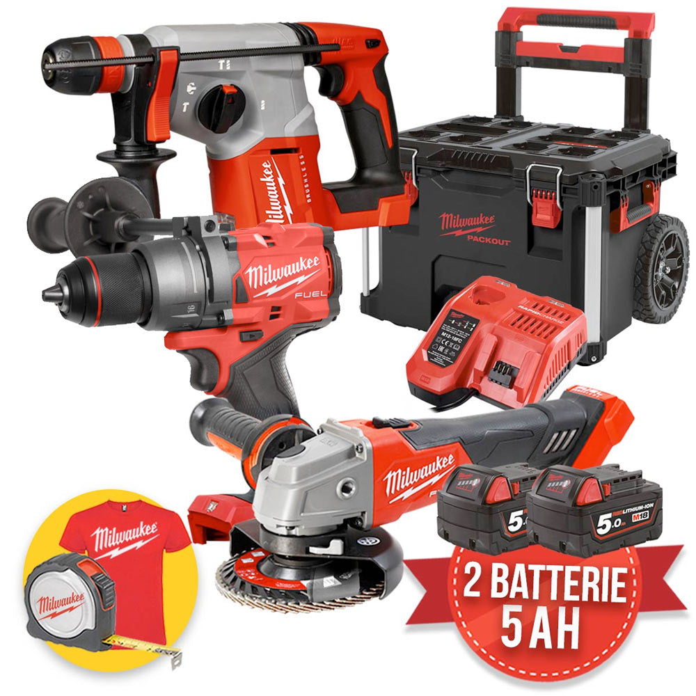 Milwaukee Kit elettroutensili M18 brushless - 3 utensili TOP GAMMA in trolley Packout