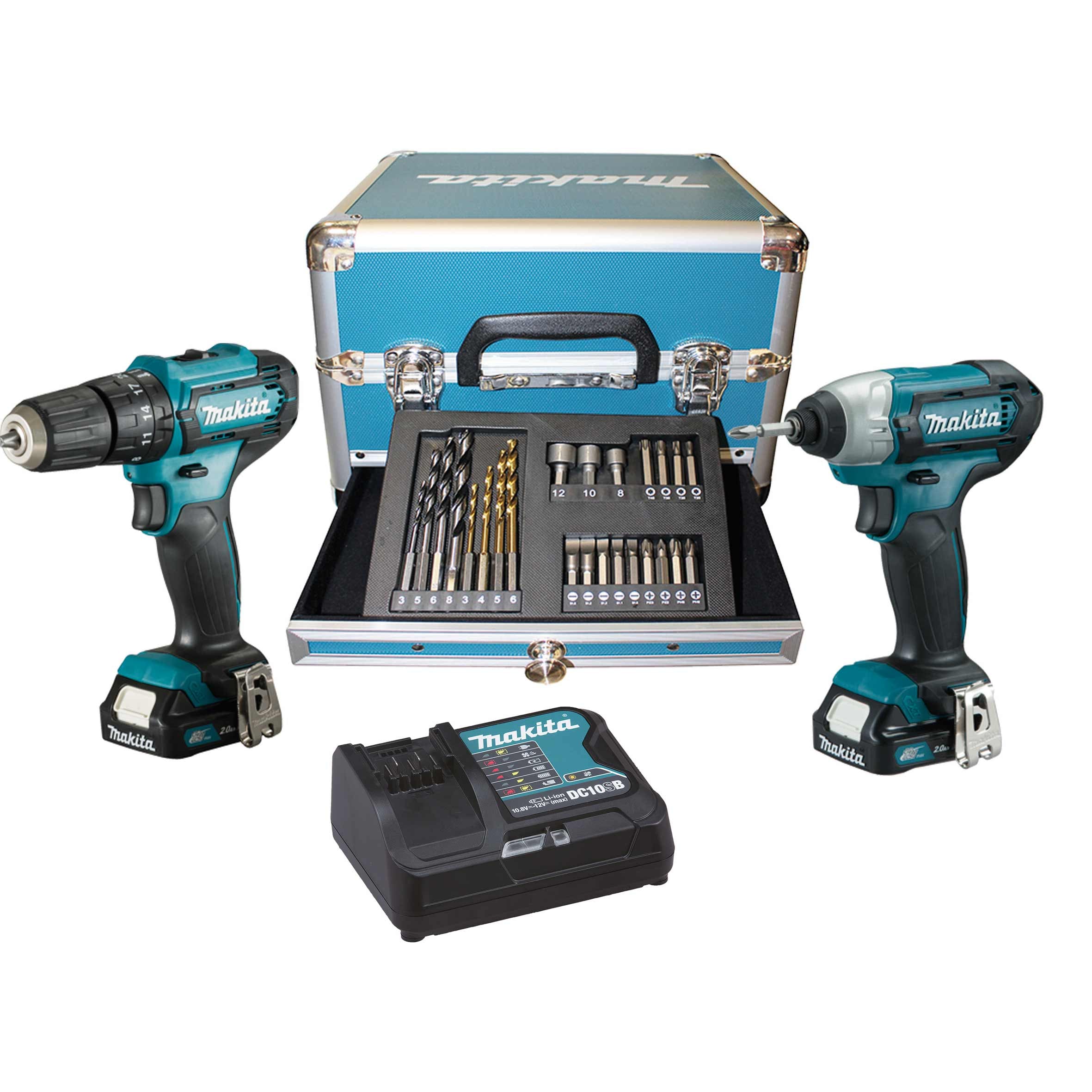 Makita CLX228SAX1 - Kit utensili a batteria 12V, Trapano e Avvitatore a impulsi con 23 accessori