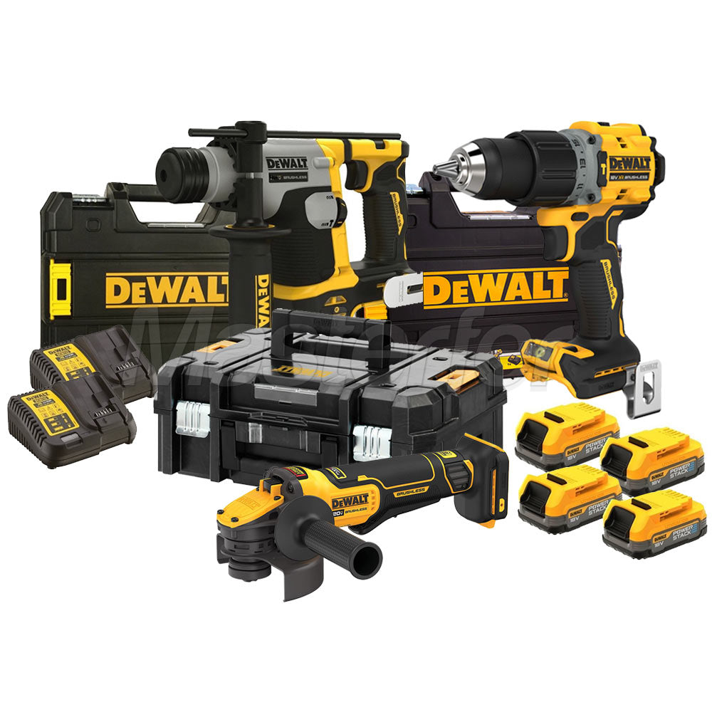 Dewalt DCK25242T-QW - Kit utensili a batteria 18V powerstack - Trapano DCD805 - Tassellatore DCH172 - Smerigliatrice DCG409